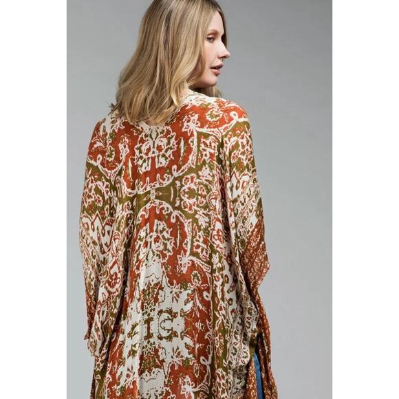 Ruggline Bohemian Mandala Kimono W/ Split Angel Sleeve One Size Indy Festival - Picture 5 of 13